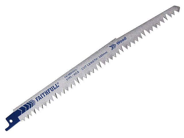 FAITHFULL RECIP SAW BLADE 240MM  5TPI WOOD CUTTING (PK5)