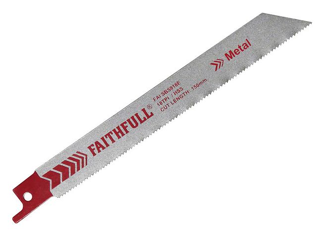 FAITHFULL RECIP SAW BLADE 150MM X 1.4MM METAL CUT HSS PK5  18TPI